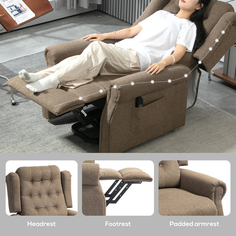 HOMCOM 45 Lifting Riser and Recliner Armchair  - Dark Brown