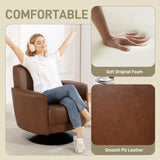 HOMCOM Upholstered Swivel Accent Chair with Thick Padding, Brown