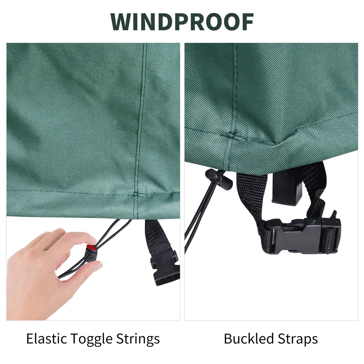 Outsunny Garden Patio Large Furniture Set Round Cover 600D Oxford Waterproof, 193 x 80H cm, Green