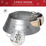 HOMCOM 66cm Hammered Steel Christmas Tree Base Collar