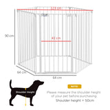 PawHut 6 Panels Foldable Dog Playpen, Puppy Pen Crate with Door - White