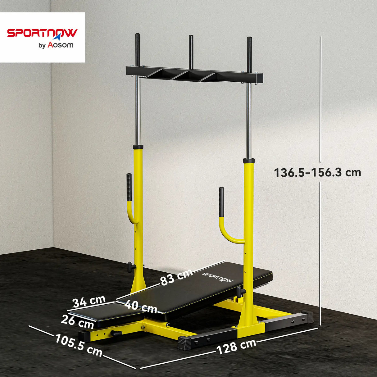 SPORTNOW Vertical Leg Press Machine with Adjustable Leg, Back and Head Positions, 2" Olympic Plate Compatible, Yellow