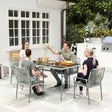 Outsunny Five-Piece PE Rattan Garden Dining Set with Cushions & Stackable Chairs - Light Grey