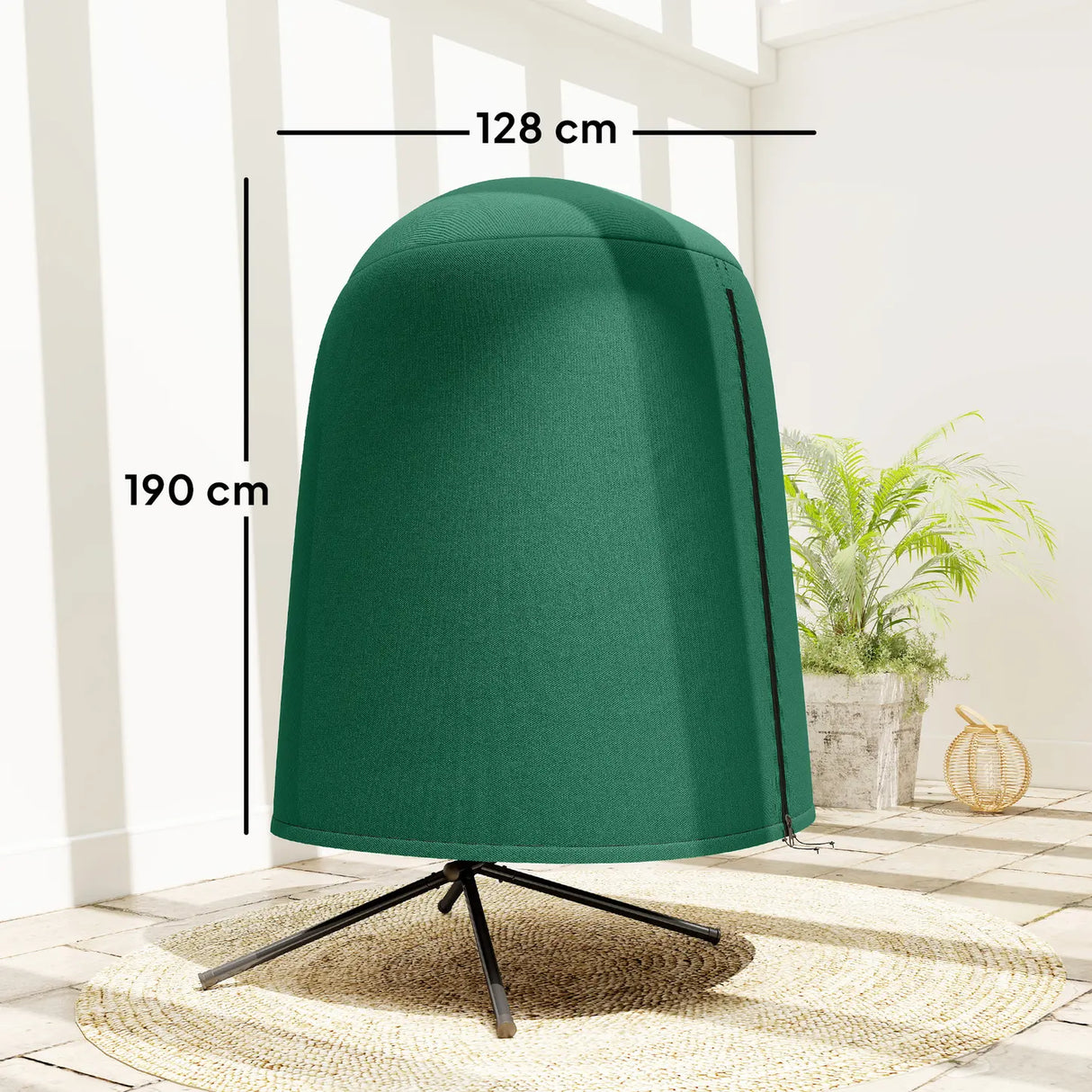 Outsunny 190 x 128cm Hanging Egg Chair Furniture Cover - Green