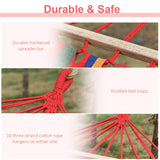 Outsunny Cotton Hammock Soft Portable Swing Sleeping w/ Headrest & Side Pocket Deluxe Swing Chair for Beach, Yard, Bedroom, Patio, Porch, Indoor, Outdoor14270 x 80 cm