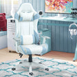 HOMCOM Faux Leather Colour Block Gaming Chair, with 135 Reclining Back - Blue/White
