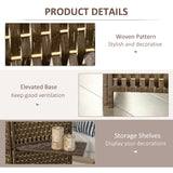 HOMCOM 4-Panel Room Dividers with Shelves, Wave Fibre Freestanding Folding Privacy Screen Panels, Partition Wall Divider for Indoor Bedroom Office, 180 cm, Brown