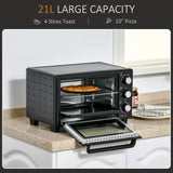 HOMCOM 21L Mini Countertop Oven, 100C-230C Adjustable Temp - Black