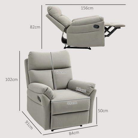 HOMCOM 140 Manual Reclining Armchair, with Footrest - Grey