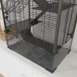 PawHut 4 Tiers Hamster Cage with Deep Tempered Glass Bottom, Hut, Running Wheel, Food Dish, Water Bottle, 60 x 40 x 80cm