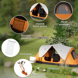 Outsunny Six-Man Tent, with Two Rooms, Small Rainfly and Accessories - Orange