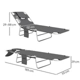 Outsunny Reclining Face Hole Sun Lounger - Dark Grey