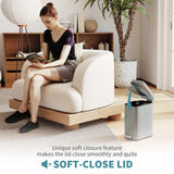 HOMCOM 5L Rectangular Compact Bin Steel Body Removable Bucket Quiet-Close Lid w/ Pedal Lid Rubbish Trash Can Home Office Bedroom Bathroom Living Room Garbage Tidy Clean Grey