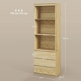 HOMCOM 180cm Tall Bookcase, with Shelves and Drawers - Wood Effect