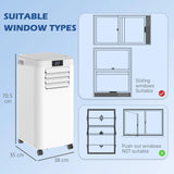 HOMCOM 8000 BTU Air Conditioning Unit, 3-in-1 Portable Air Conditioner, Dehumidifier, Cooling Fan with Remote Control, Digital Display, 2 Speeds, 24H Timer, Window Venting Kit, 18m2