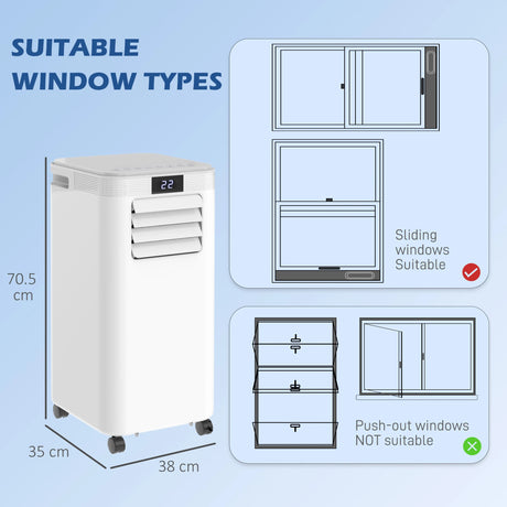 HOMCOM 8000 BTU Air Conditioning Unit, 3-in-1 Portable Air Conditioner, Dehumidifier, Cooling Fan with Remote Control, Digital Display, 2 Speeds, 24H Timer, Window Venting Kit, 18m2