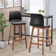 HOMCOM Modern Bar Stools Set of 2, PU Leather Upholstered Bar Chairs with Wooden Frame, Footrest for Home Bar, Dining Room