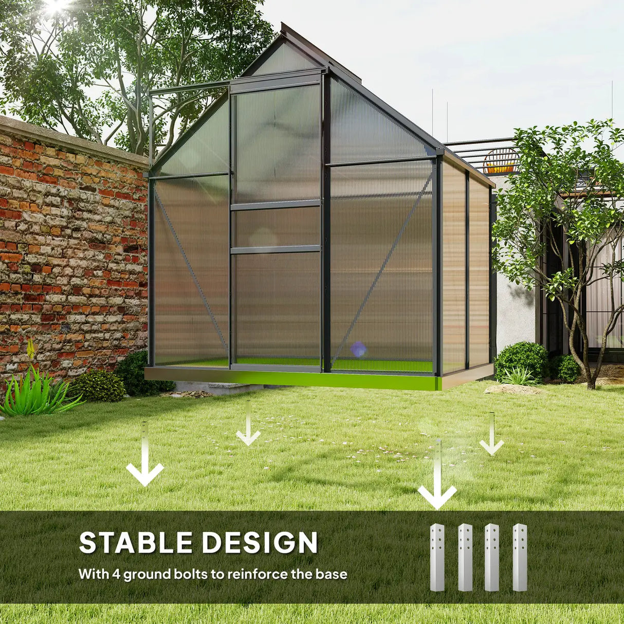 Outsunny 192.5 x 131cm Walk-In Polycarbonate Greenhouse