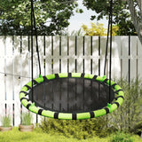 AIYAPLAY 100cm Diameter Kid Nest Swing Seat with Height Adjustable Ropes for Outdoor, Indoor, Black/Green