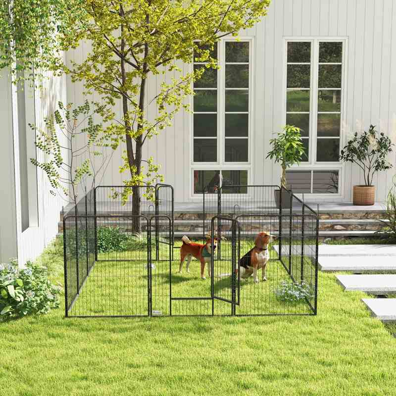 PawHut 12 Panels Heavy Duty Puppy Playpen, for Small Dogs, Indoor and Outdoor Use - Silver