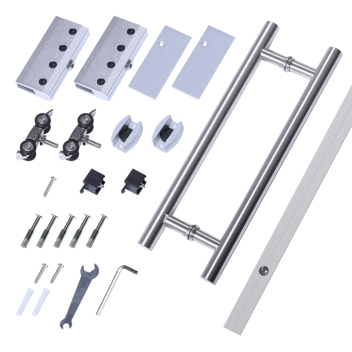 HOMCOM 90cm Modern Sliding Door Set Kit w/ Frosted Glass Door Aluminium Rail Opaque Home Decoration DIY Office Style