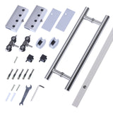 HOMCOM 90cm Modern Sliding Door Set Kit w/ Frosted Glass Door Aluminium Rail Opaque Home Decoration DIY Office Style