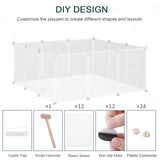 PawHut Pet Playpen DIY Small Animal Cage Open Enclosure Portable Plastic Fence 12 Panels for Hedgehog Guinea Pig White