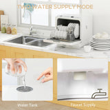 HOMCOM Table Top Dishwasher with Built-in 6L Water Tank, Mini Countertop Dishwasher with 6 Programs, 4 Place Settings, White