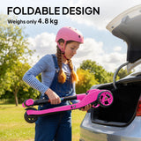 AIYAPLAY Three-Wheel Foldable Electric Scooter for Kids Aged 6-10 Years, Pink