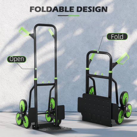 DURHAND Six-Wheel Folding  Sack Barrow Trolley - Black/Green