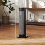 HOMCOM 2000W Ceramic Electric Heater with 3 Heat Settings, Timer - Black