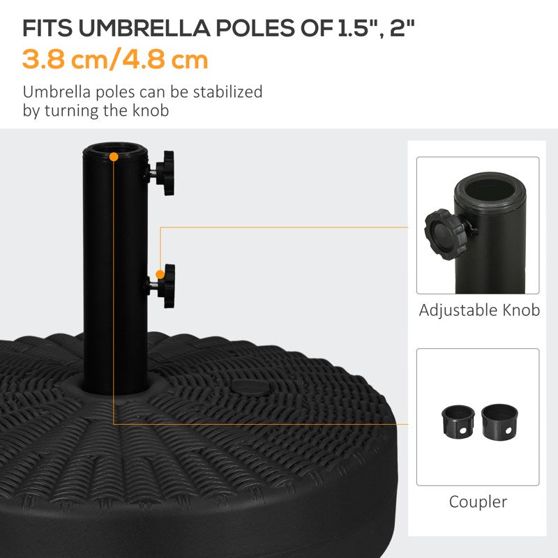 Outsunny 29kg Water/Sand Filled Rattan-Effect Parasol Base