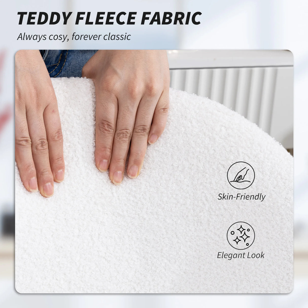 HOMCOM Teddy Fleece Office Chair with Wheels - Cream White