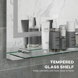 kleankin Large Vanity Mirror with Lights and Shelf, Illuminated bathroom Mirror with 3 Colour Brightness, Smart Touch, Anti-Fog