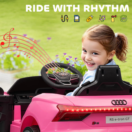 HOMCOM Audi Licensed 12V Kids Electric Ride-On, with Remote Control, Suspension System, Lights, Music, Motor - Pink