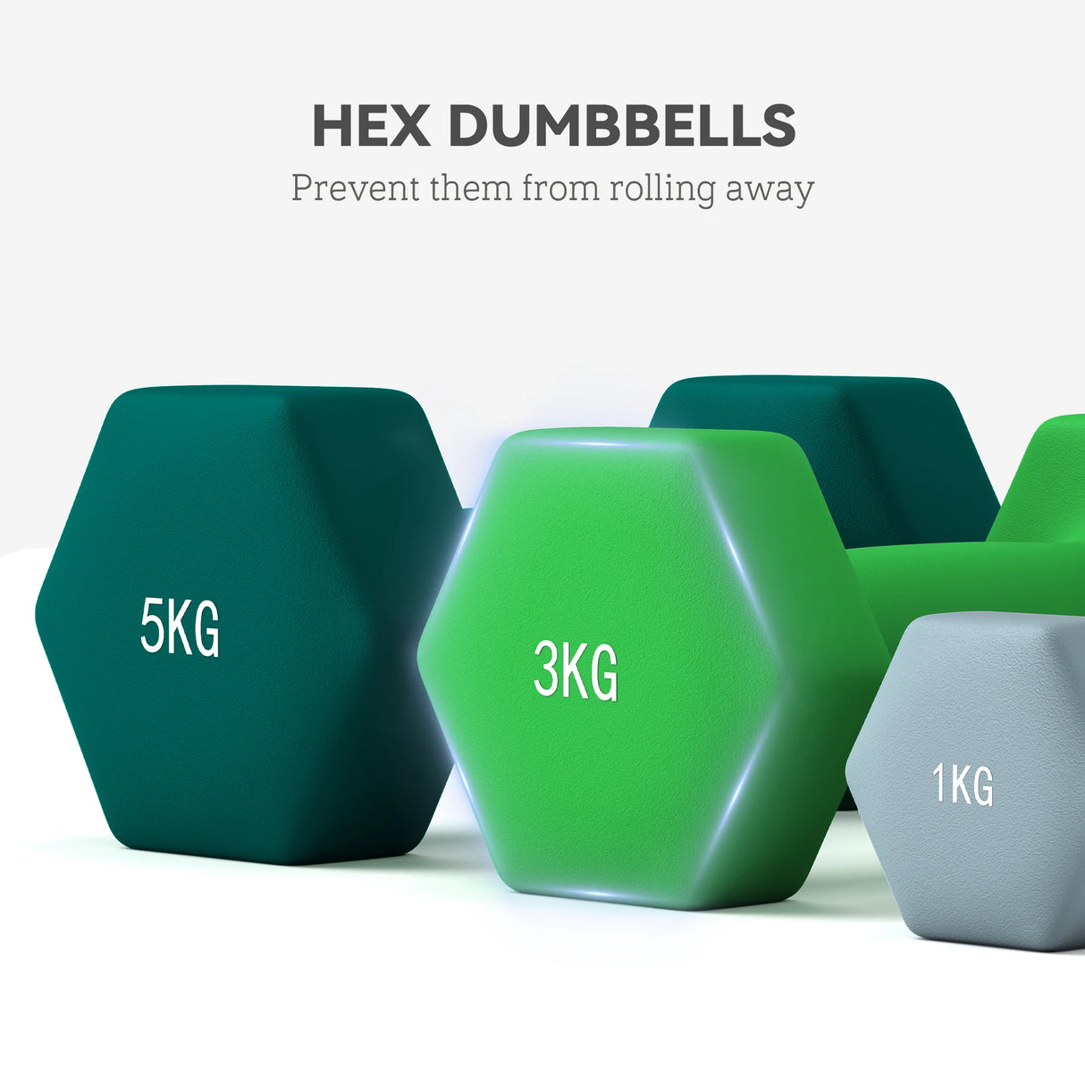 SPORTNOW Dumbbells Set with Storage Rack, 2 x 1kg, 2 x 3kg, 2 x 5kg, Grey