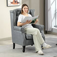 HOMCOM Wingback Accent Chair Tufted Chesterfield-style Armchair with Nail Head Trim for Living Room Bedroom Grey