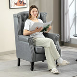 HOMCOM Wingback Accent Chair Tufted Chesterfield-style Armchair with Nail Head Trim for Living Room Bedroom Grey