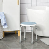 HOMCOM 360 Swivel Shower Chair, Height Adjustable Aluminium Shower Stool with Non-Slip Feet for Disabled, Elderly, Light Blue