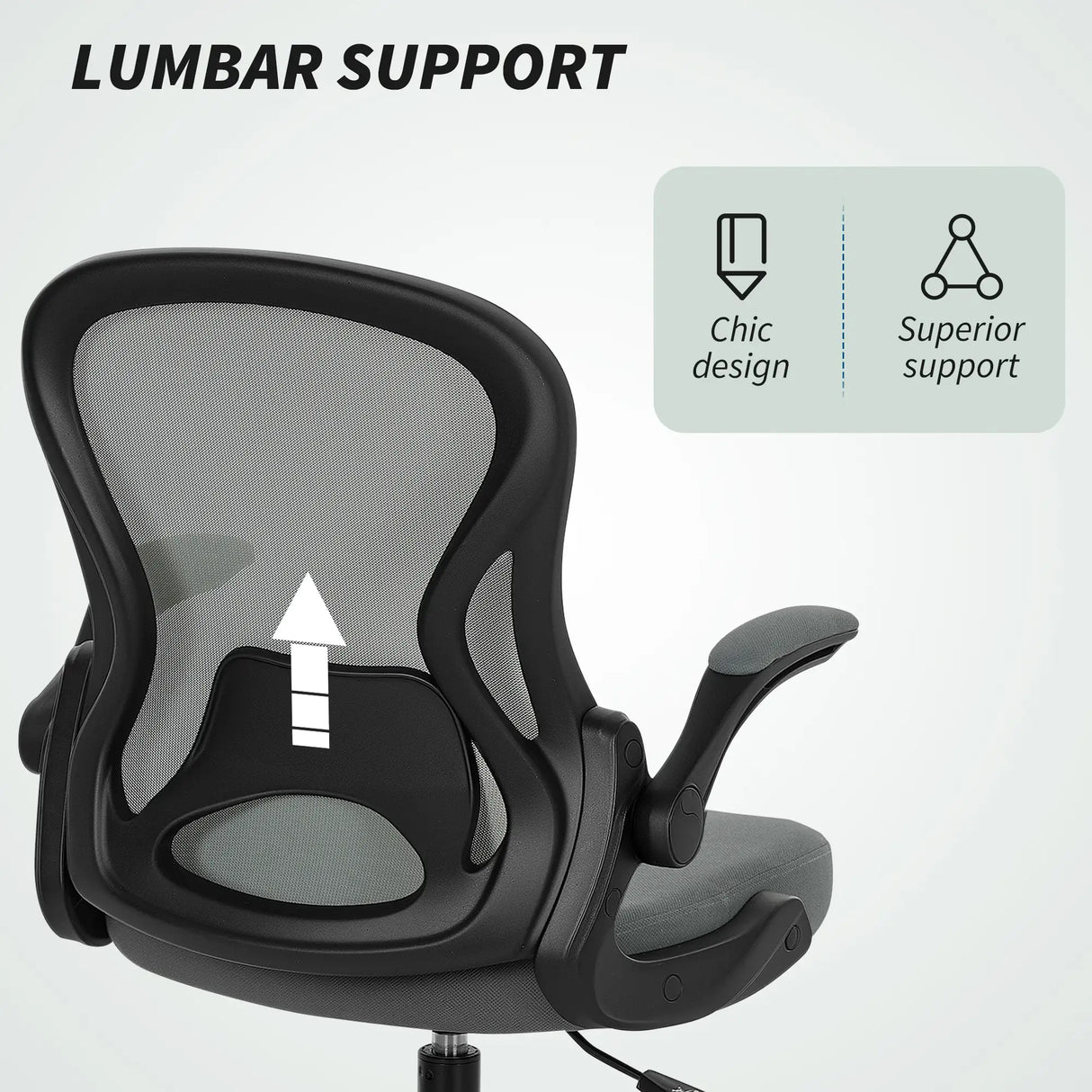 Vinsetto Drafting Chair, Ergonomic Tall Office Chair with Flip-up Armrests, Mesh Back, Lumbar Support, Adjustable Height and Foot Ring, Swivel Wheels, for Standing Desk, Charcoal Grey
