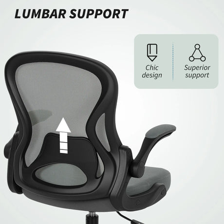 Vinsetto Drafting Chair, Ergonomic Tall Office Chair with Flip-up Armrests, Mesh Back, Lumbar Support, Adjustable Height and Foot Ring, Swivel Wheels, for Standing Desk, Charcoal Grey
