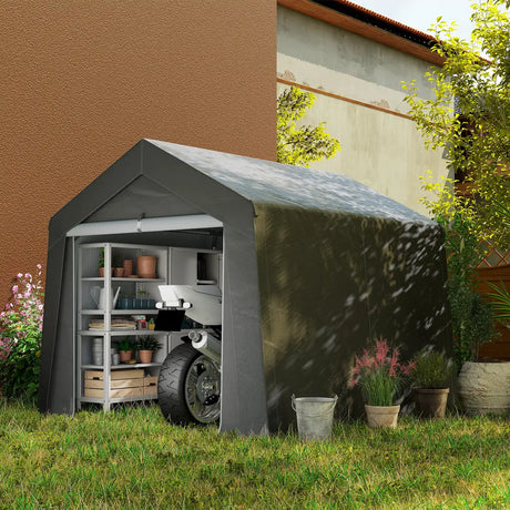 Outsunny 3.6 x 2.1m Portable Outdoor Shed, with Window - Dark Grey