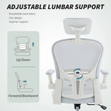 Vinsetto Multi-Adjustable Office Chair, with Lumbar Support, Headrest and Mesh Back - White