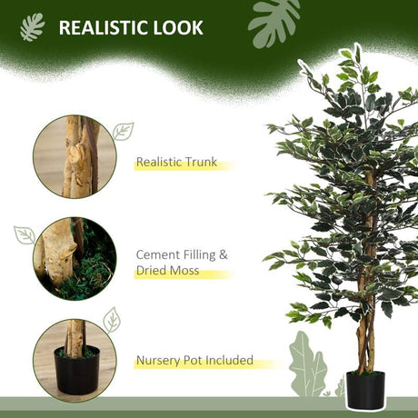 HOMCOM Set of Two Artificial Ficus Trees