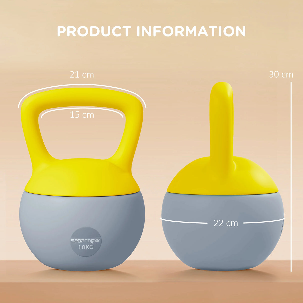 SPORTNOW 10KG Soft Kettlebell, Kettlebell with Non-Slip Handle for Home Gym, Weight Lifting, Strength Training, Yellow/Grey