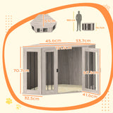 PawHut Dog Crate Furniture Side Table, with Cushion, 122 x 61 x 71cm - Walnut Brown