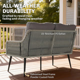 Outsunny Rattan Garden Furniture Set, 4 Piece Outdoor Patio Furniture with Tempered Glass Table and Chairs, Indoor Balcony Conservatory Set