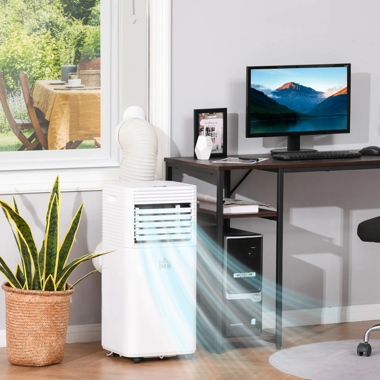 HOMCOM 7000 BTU Portable Air Conditioner for Cooling Dehumidifier Fan, Air Conditioning Unit for Room up to 26m2, with Remote, 24H Timer, Window Mount Kit, R290, A Energy Efficiency, 785W