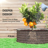 Outsunny Galvanised Raised Garden Bed with Safety Edging, Outdoor Raised Planter Box with Gloves, 120 x 120 x 43cm, Cream White