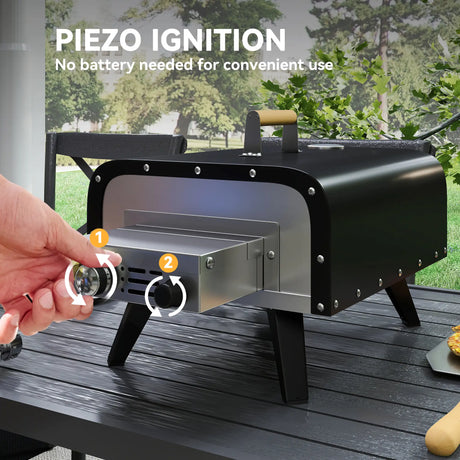 Outsunny Gas Powered 12" Pizza Oven - Black